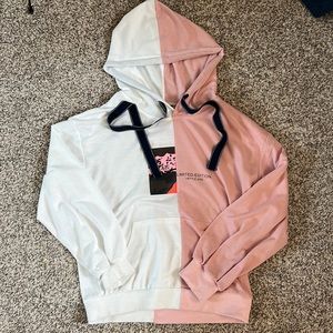 Half white, half pink hoodie